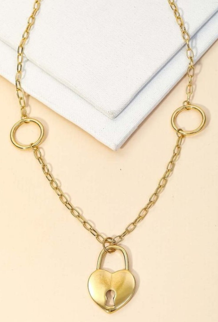 Double Hoop Charm Necklace